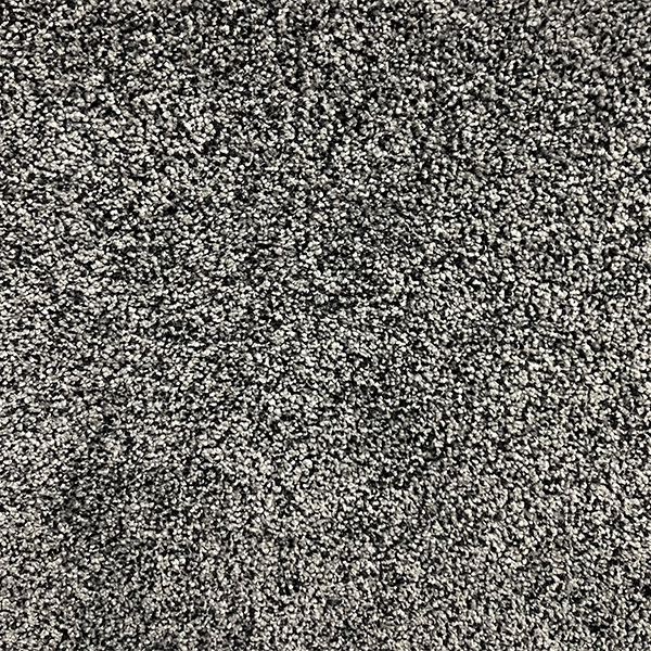 Close-up of a textured, gray carpet with a dense, soft pile and slightly varied shades, showing its fibers and uniform pattern.